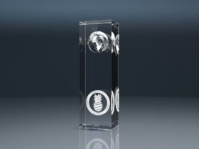 Glaspokal Trophy Globe mit Lasergravur