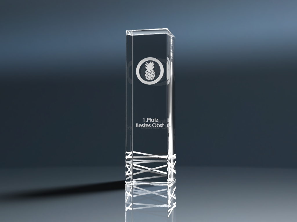 Glaspokal Glasblock mit Weltkugel Alya Auszeichnung aus Glas 24,5cm 