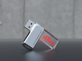 USB Stick Crystal Twister mit Metalldeckel und Glaskörper mit Lasergravur